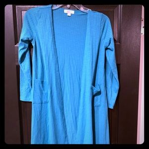 Girls lularoe long sweater size 12, Blue.